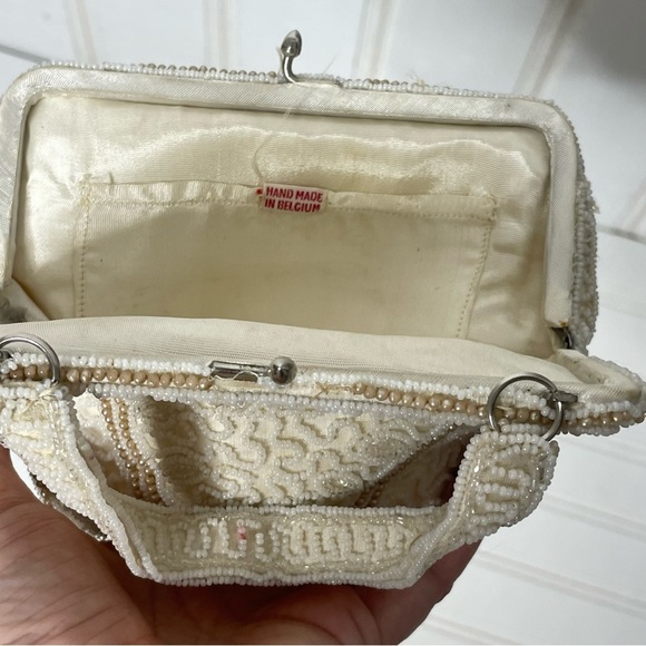 Vintage Elegant Cream Beaded Handbag - Picture 7 of 9